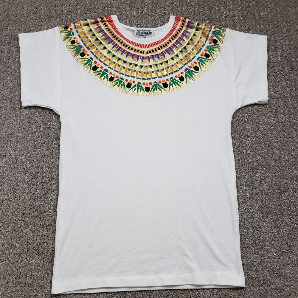 Sportgear T-Shirt Dress Womens S White Aztec Tribal Boho Vintage 80s Mini Tunic
